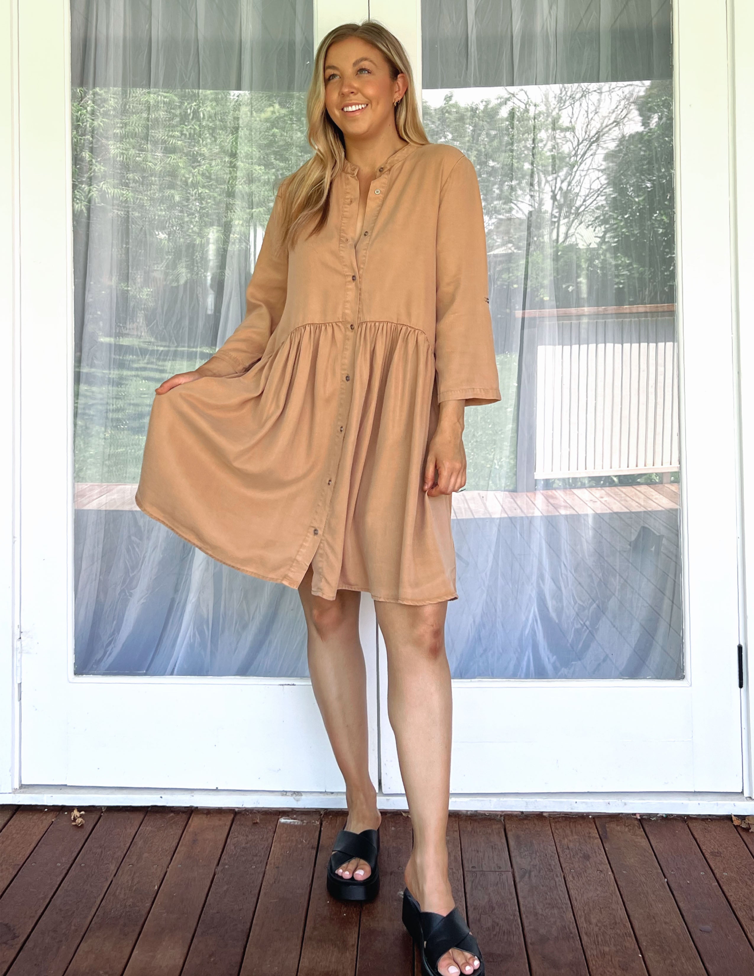 Willow Shirt Dress - Tan