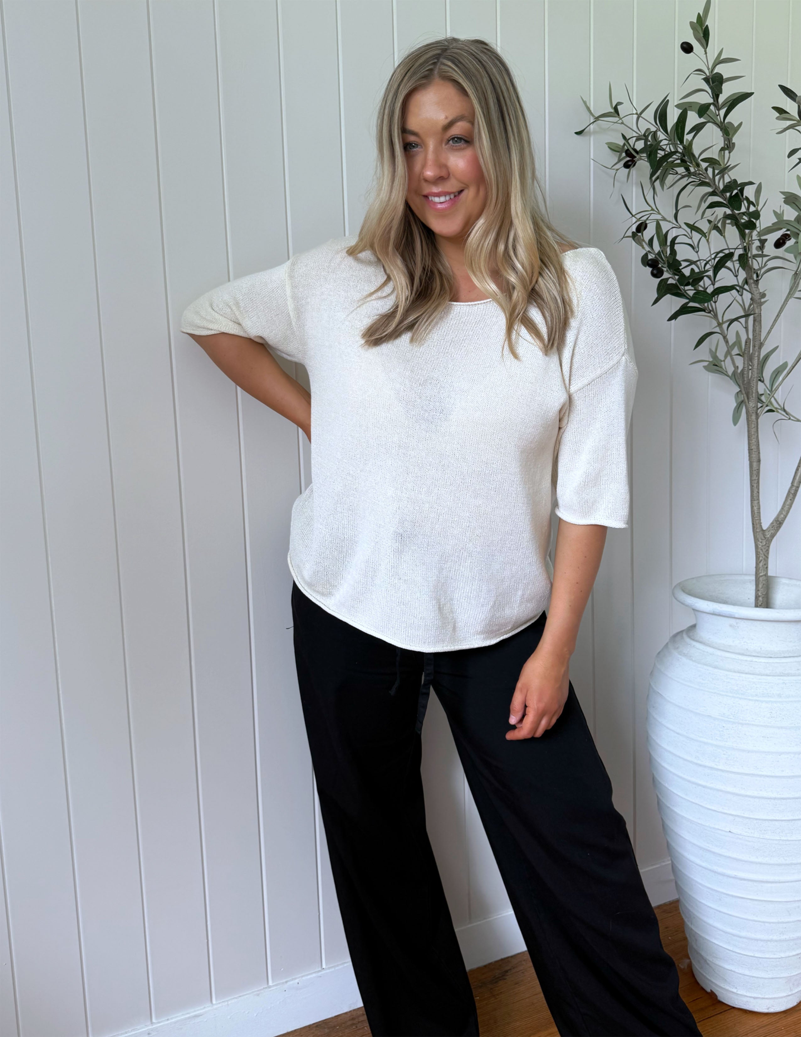 Charlie Knit Tee - Cream