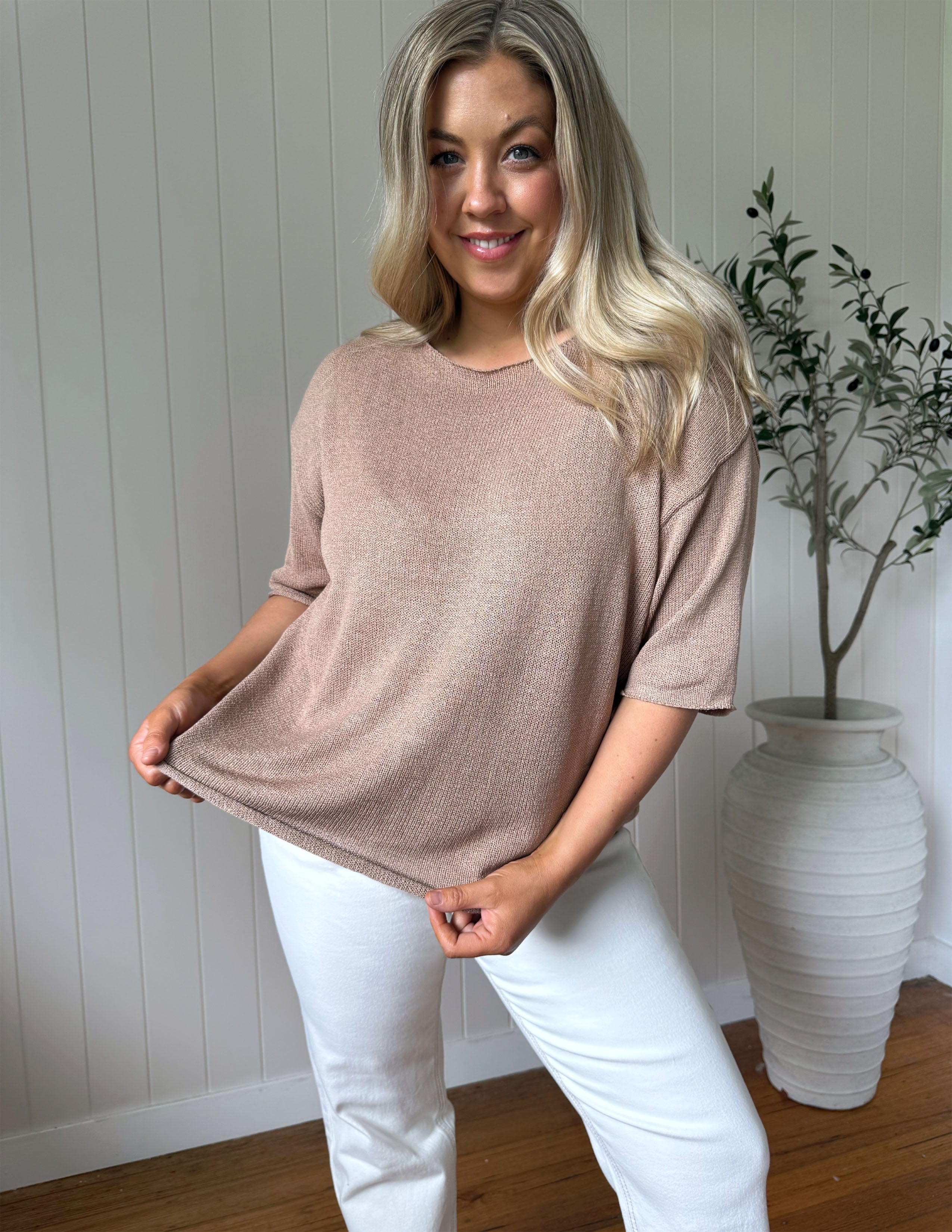 Charlie Knit Tee - Mocha