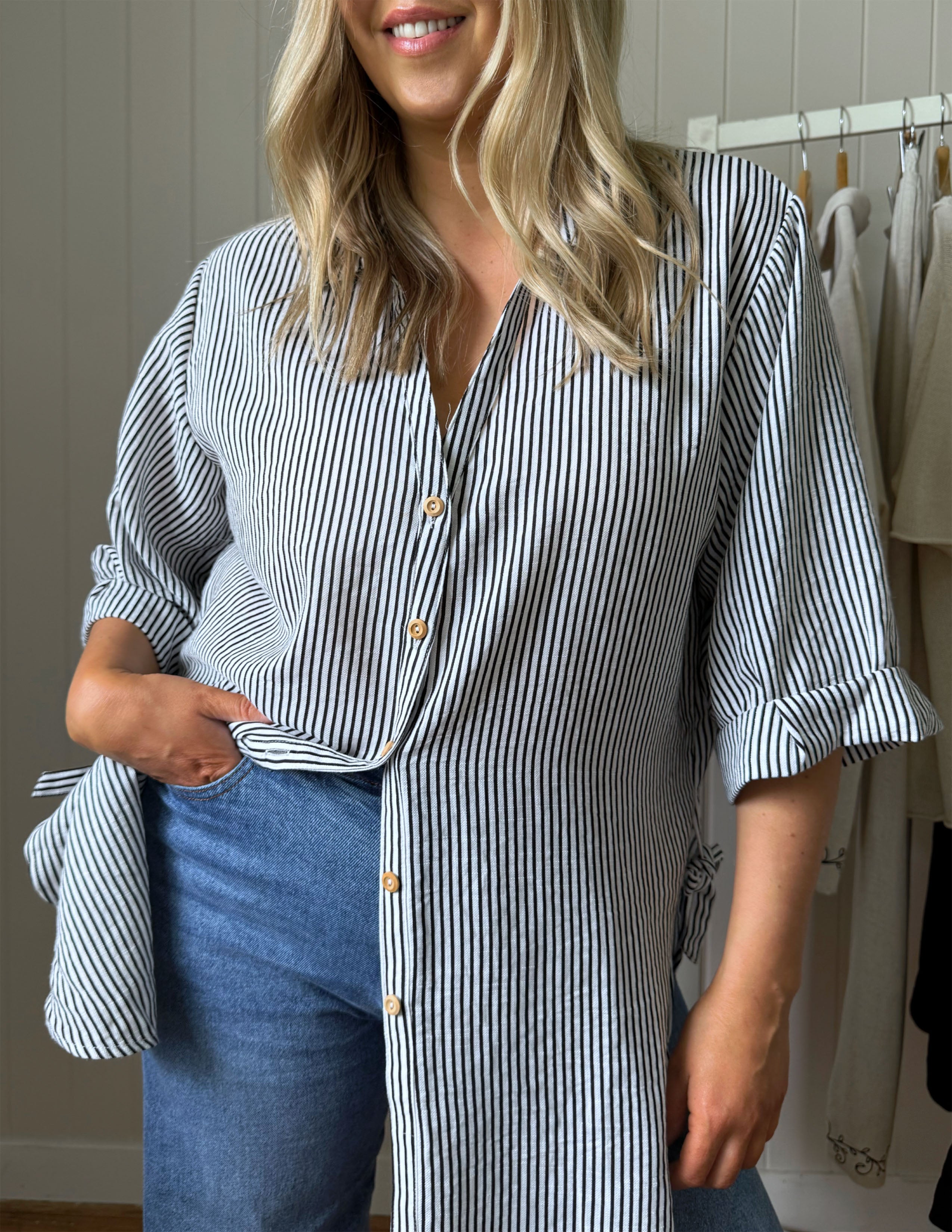 Parker Shirt - Black/White Stripe