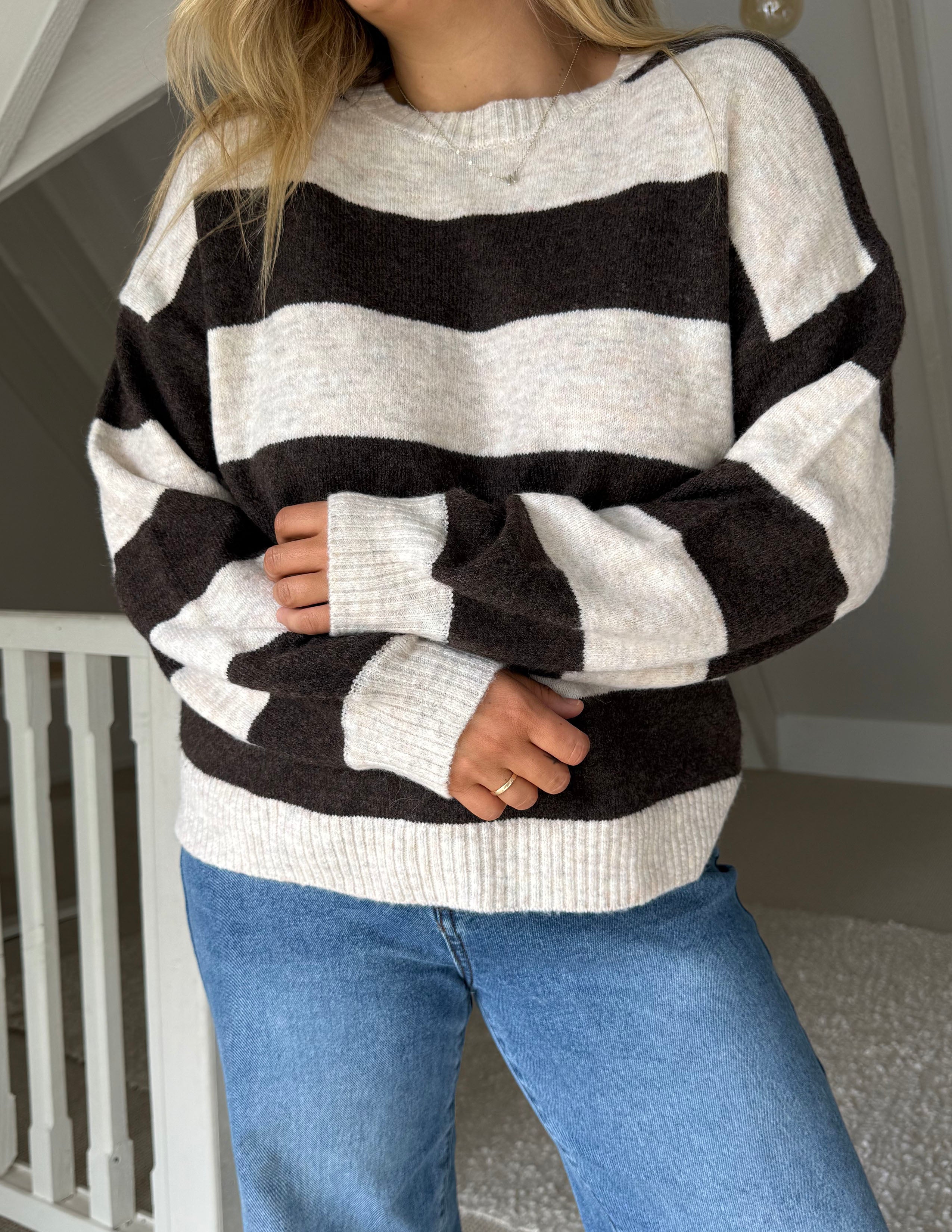Sorrento Striped Knit - Choc/Beige