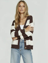 Bedford Cardi - Choc/White Stripe