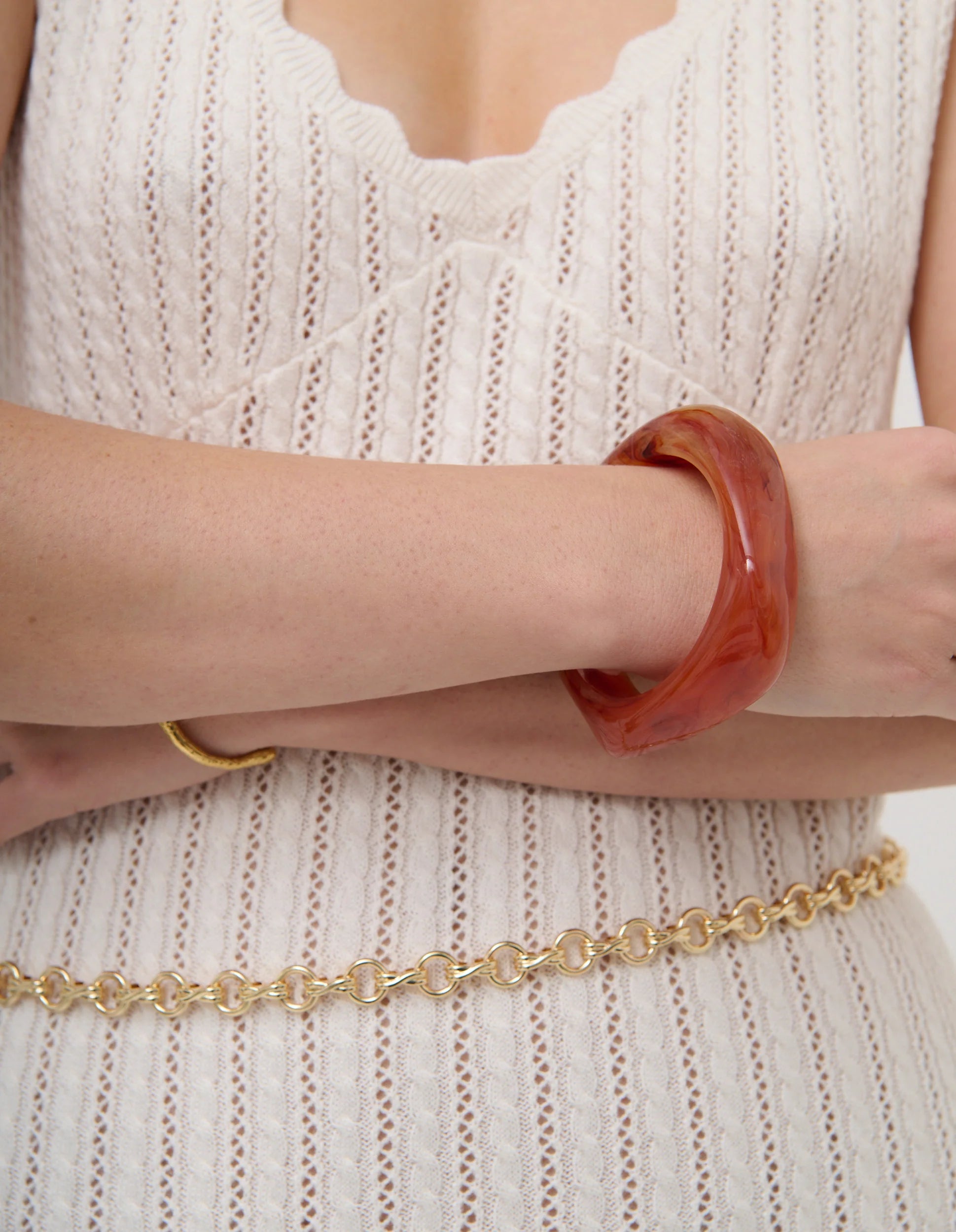 Angular Cuff Bangle - Amber