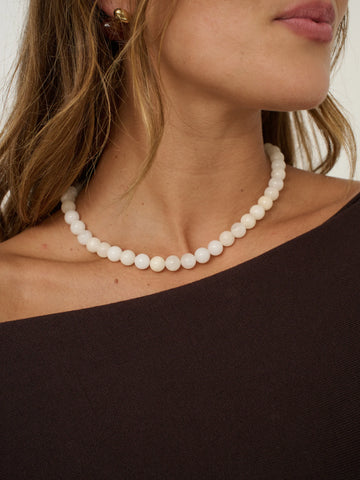 Talia Beaded Necklace - Cream
