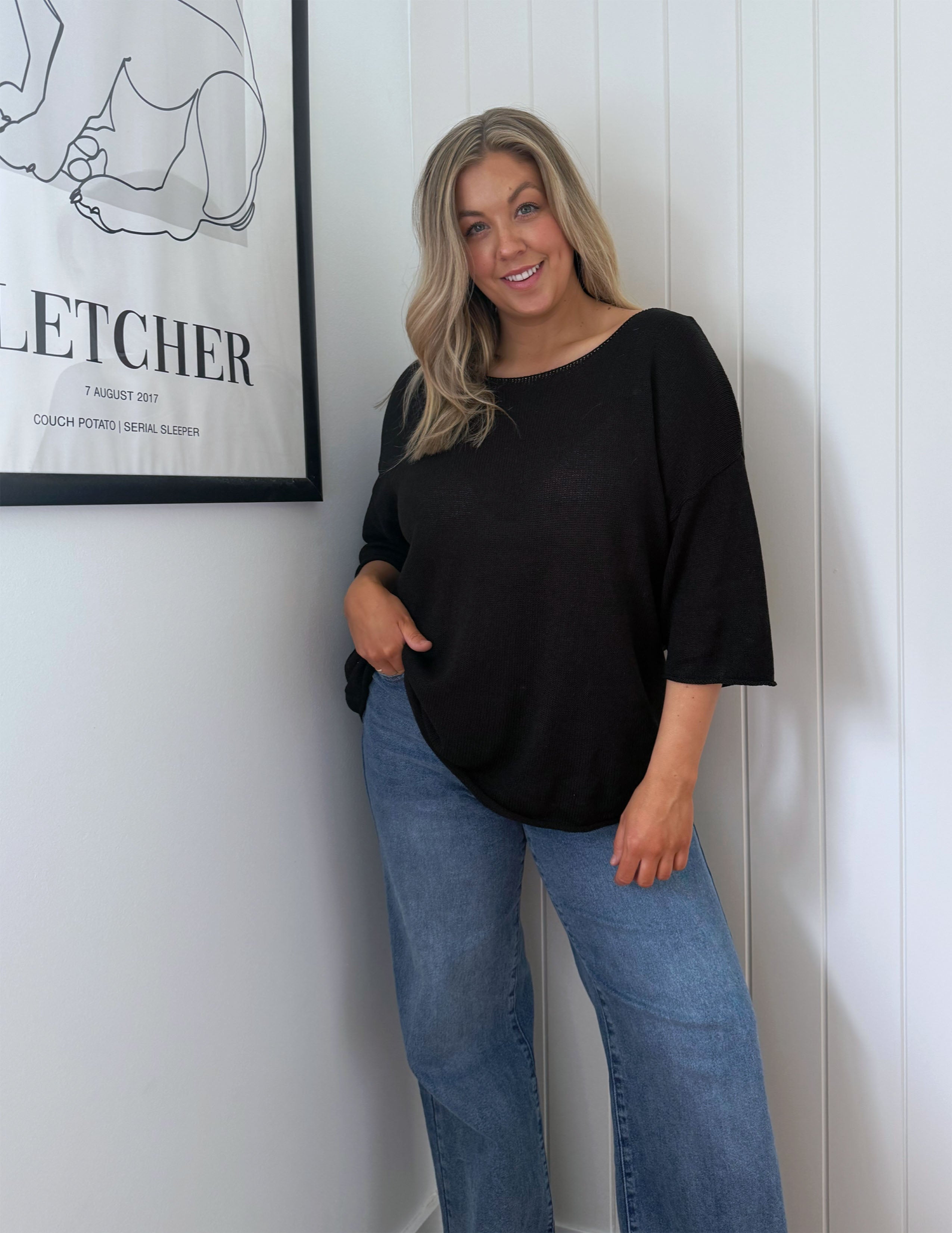 Charlie Knit Tee - Black