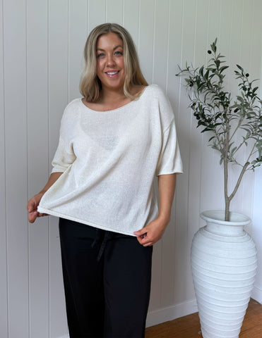 Charlie Knit Tee - Cream