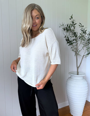 Charlie Knit Tee - Cream