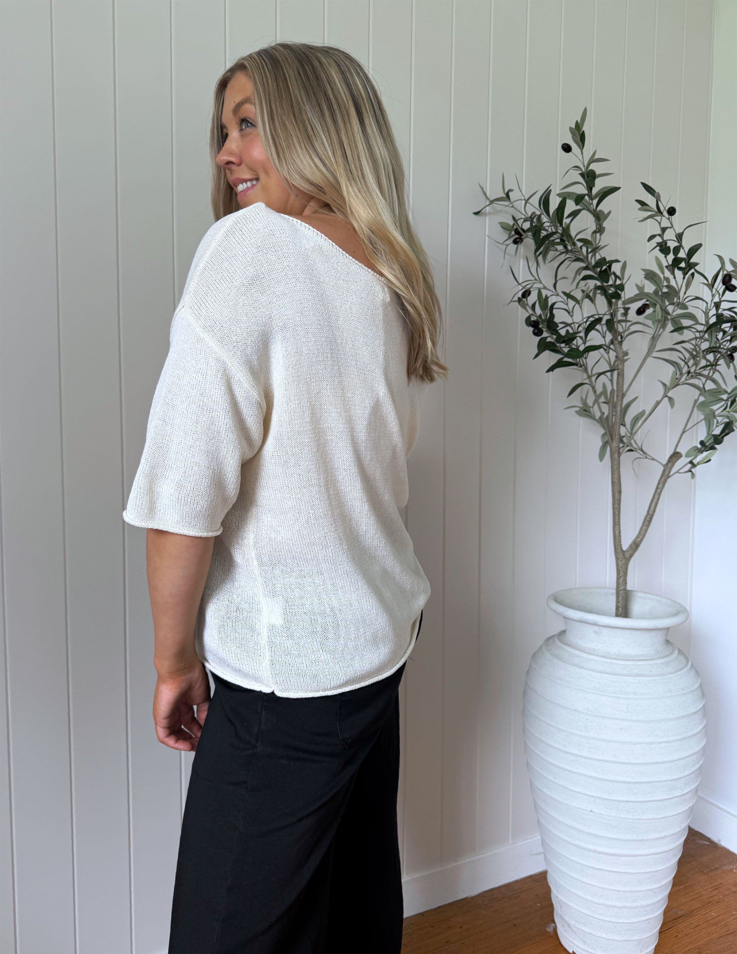 Charlie Knit Tee - Cream