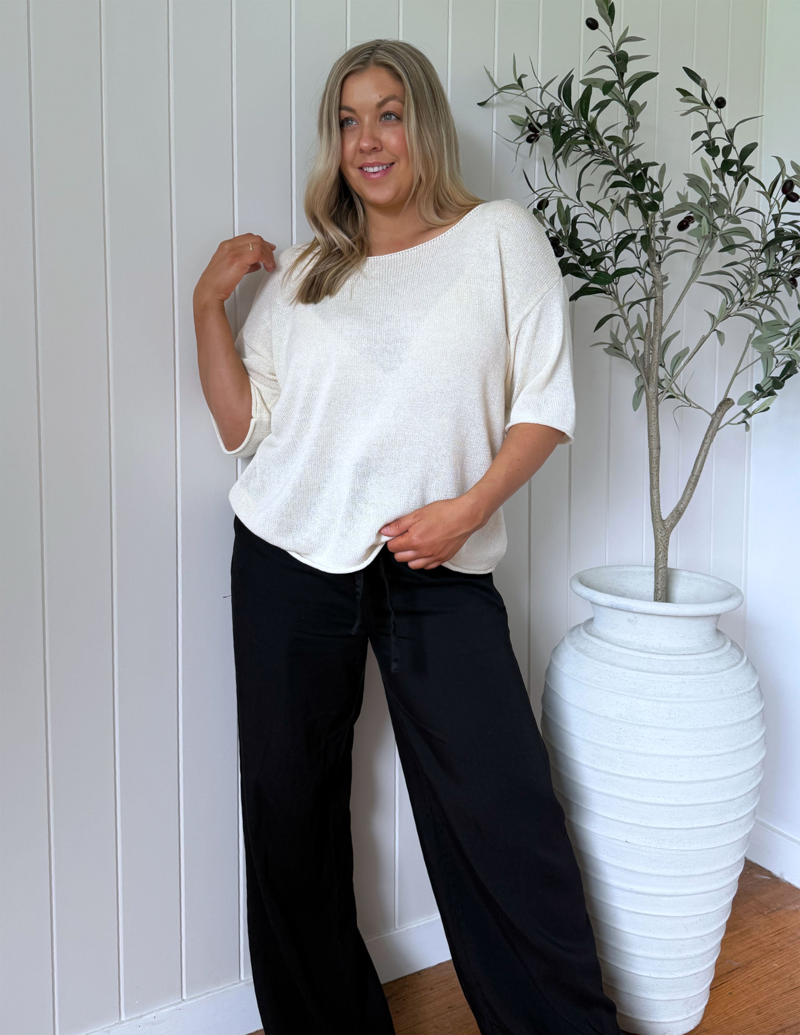 Charlie Knit Tee - Cream