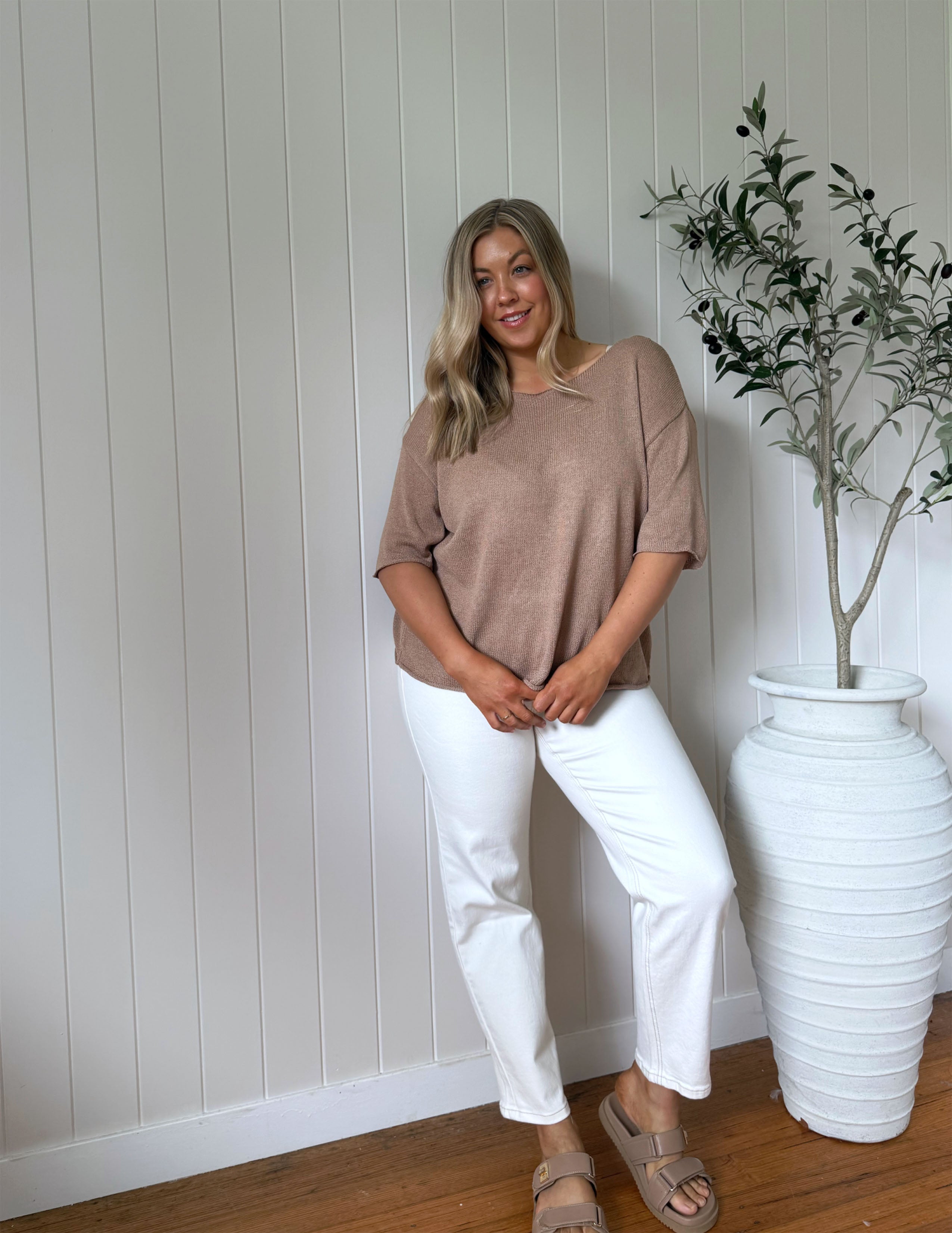 Charlie Knit Tee - Mocha