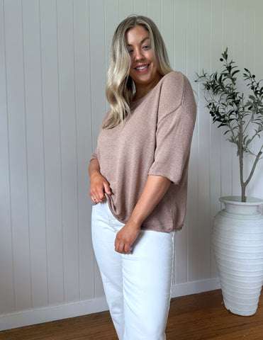 Charlie Knit Tee - Mocha