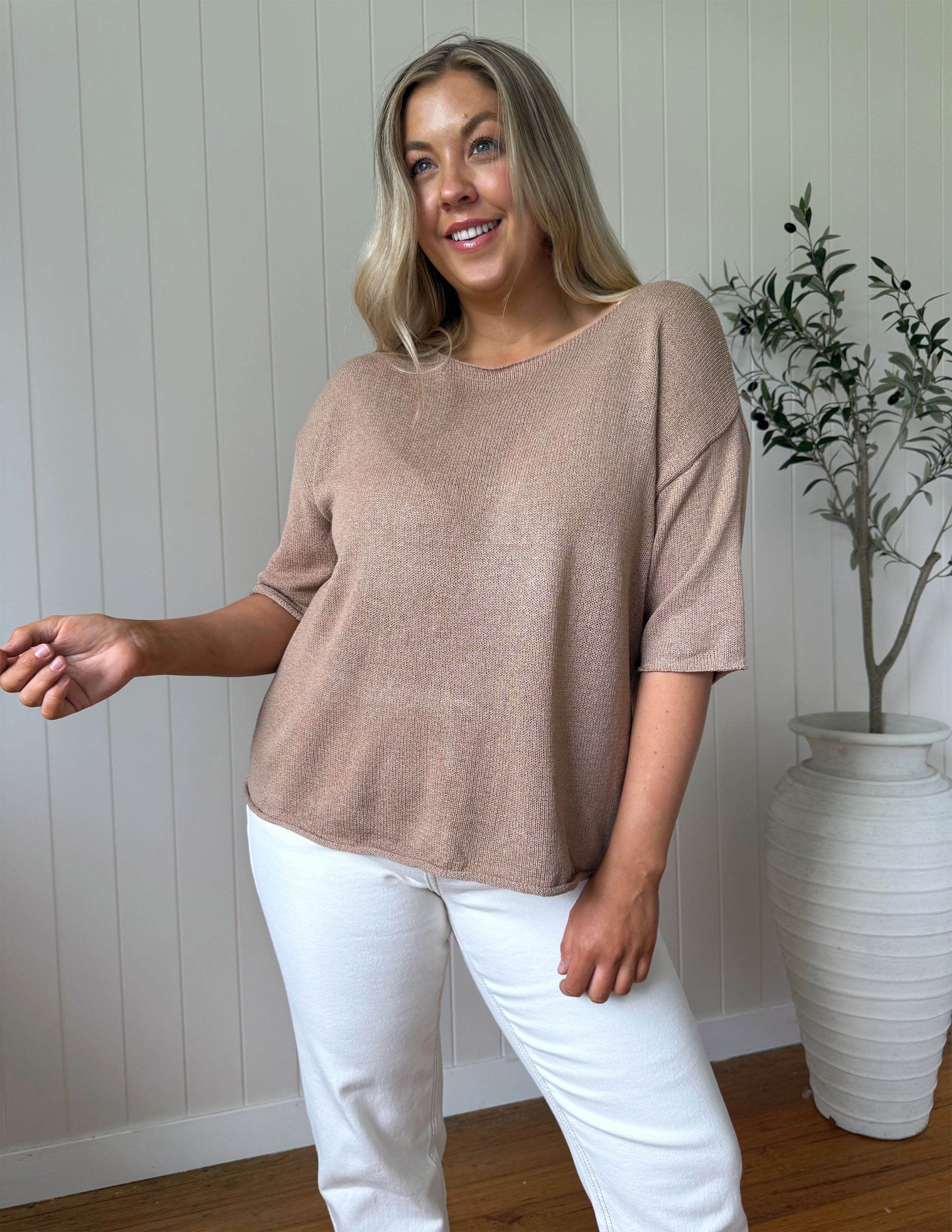 Charlie Knit Tee - Mocha