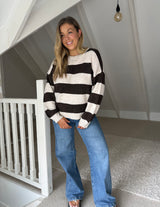 Sorrento Striped Knit - Choc/Beige