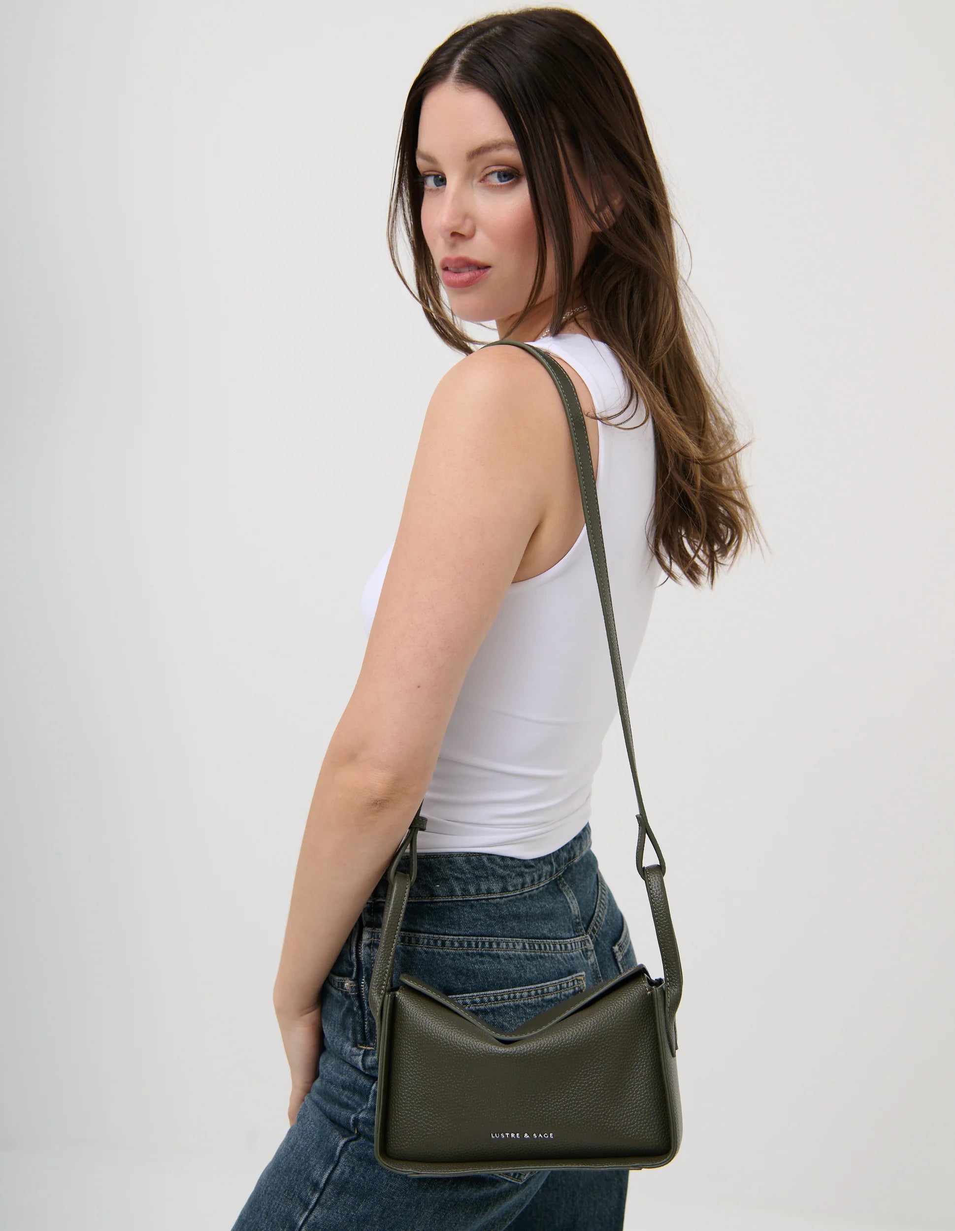 Jesselle Curve Shoulder Bag - Olive