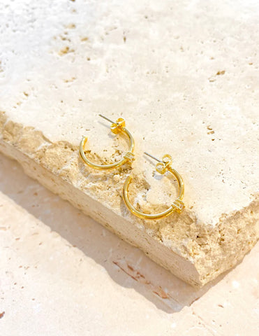 Minimal Diamante Gold Plated Earrings