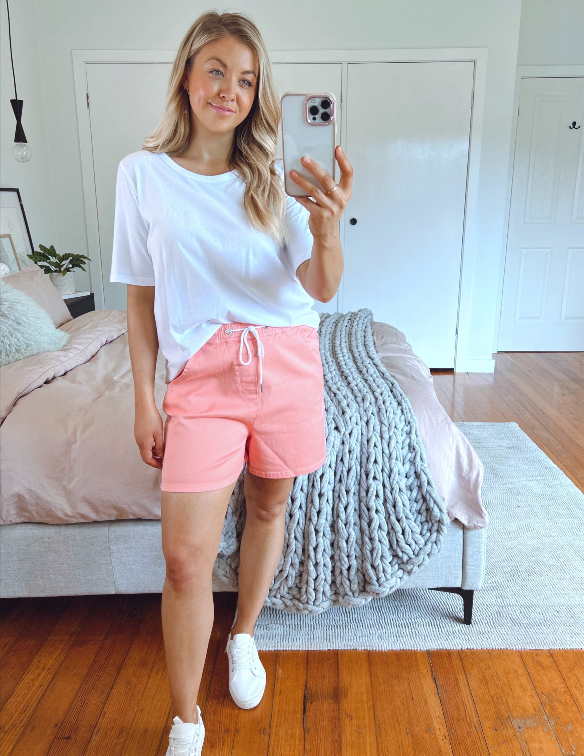 Debbie Denim Jogger Shorts - Peach Pink – Moskito Blue