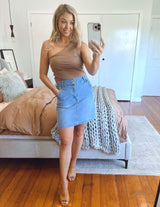 Bec One Shoulder Top - Mocha Brown