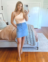 Bec One Shoulder Top - Peach